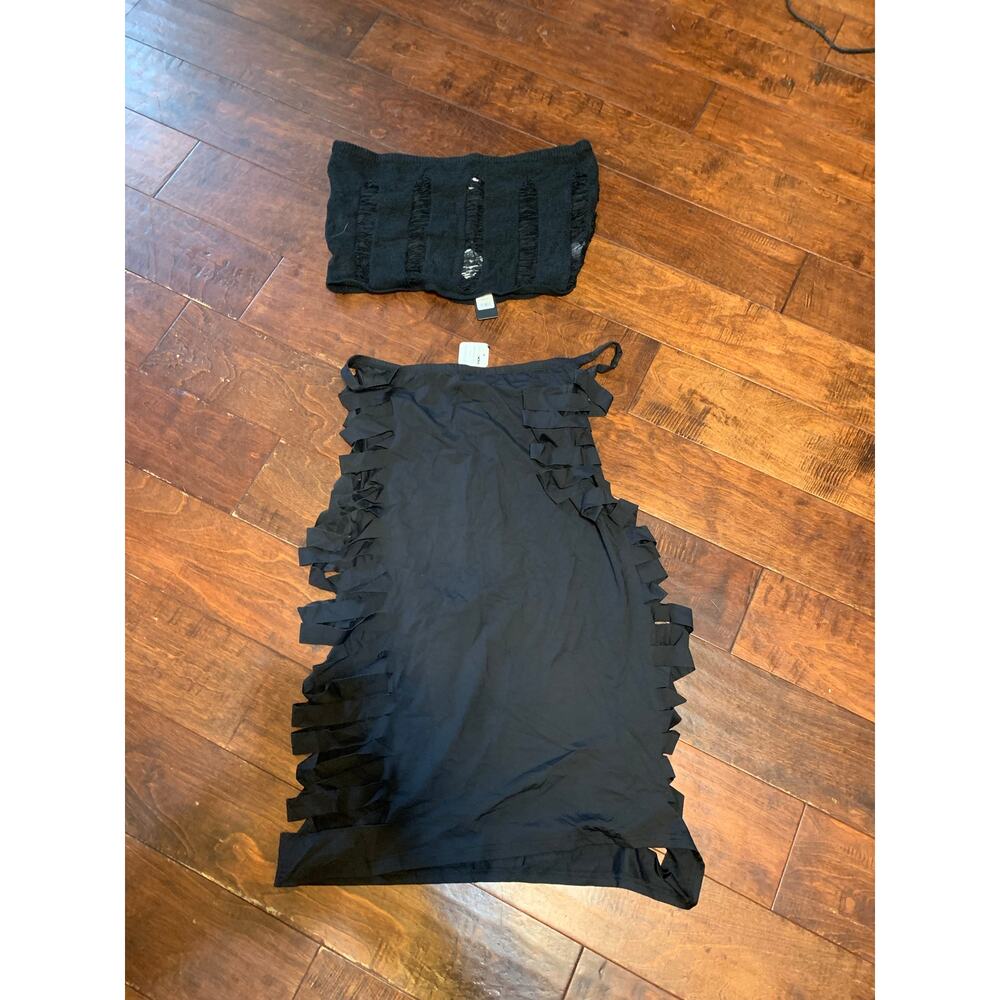 Fashion Nova Cut Out Maxi Skirt Set Black Size 2X NWT